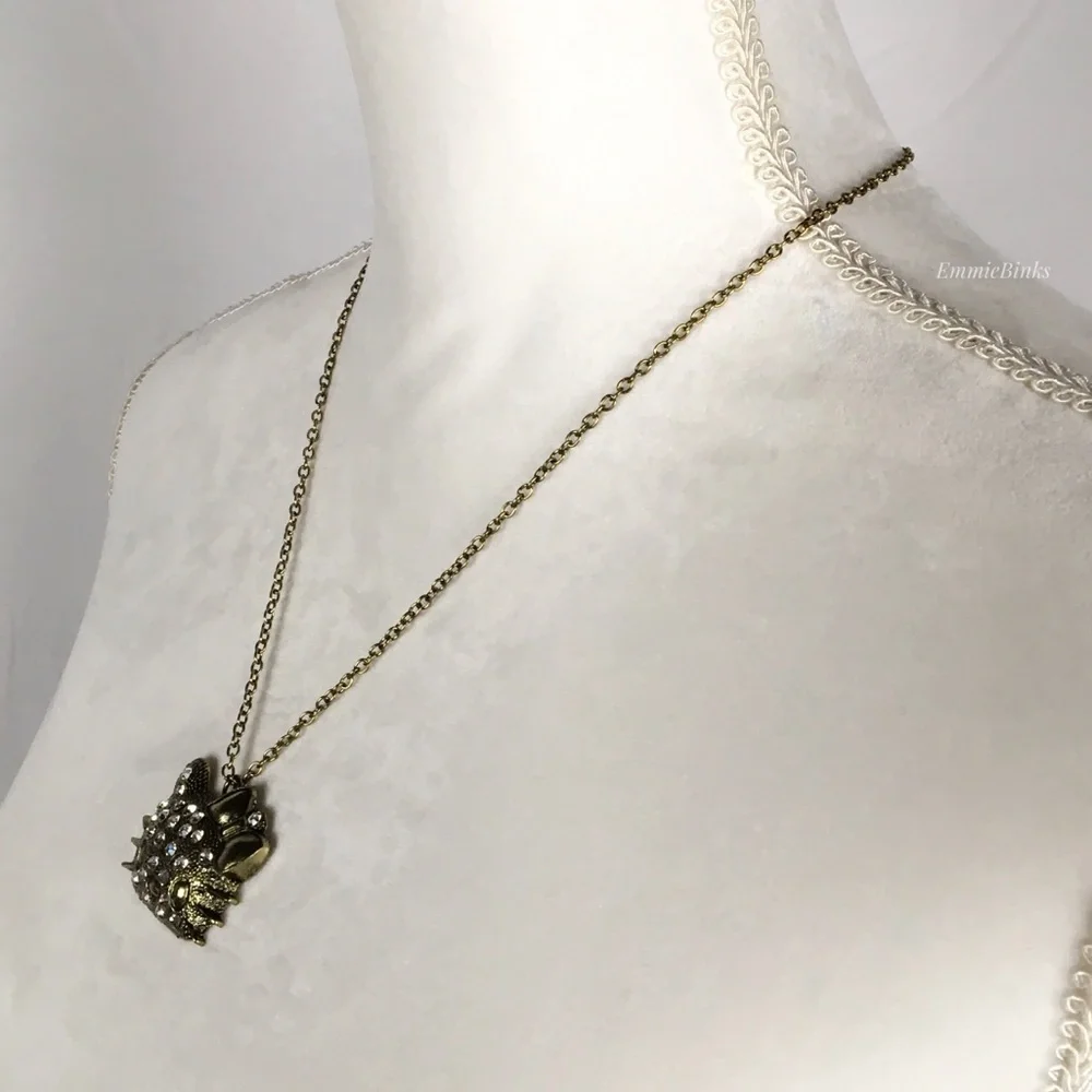 ✨3/$38 NWT Hello Kitty Bronze & Rhinestone Pendant Necklace ~ Bronze Cat Charm - Picture 8 of 11